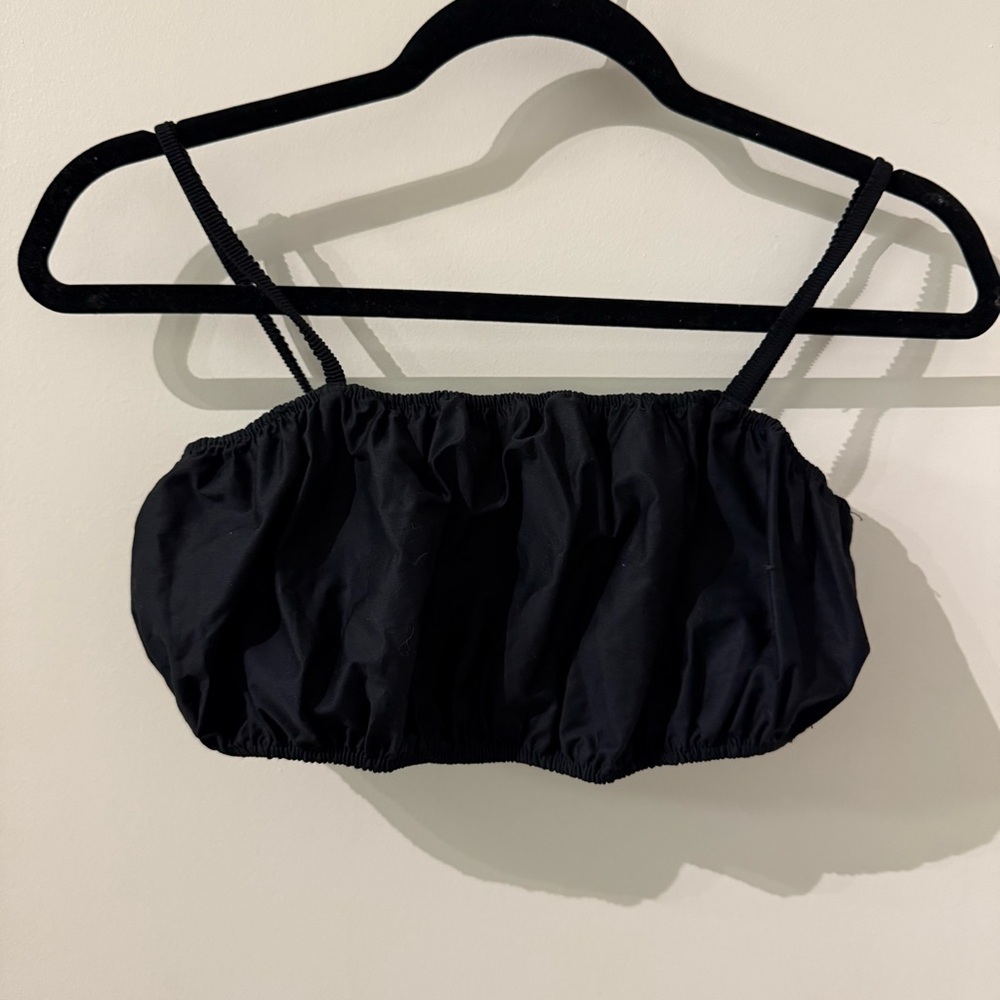 NWT ZARA 100% cotton BLACK POPLIN CROP TOP Perfect